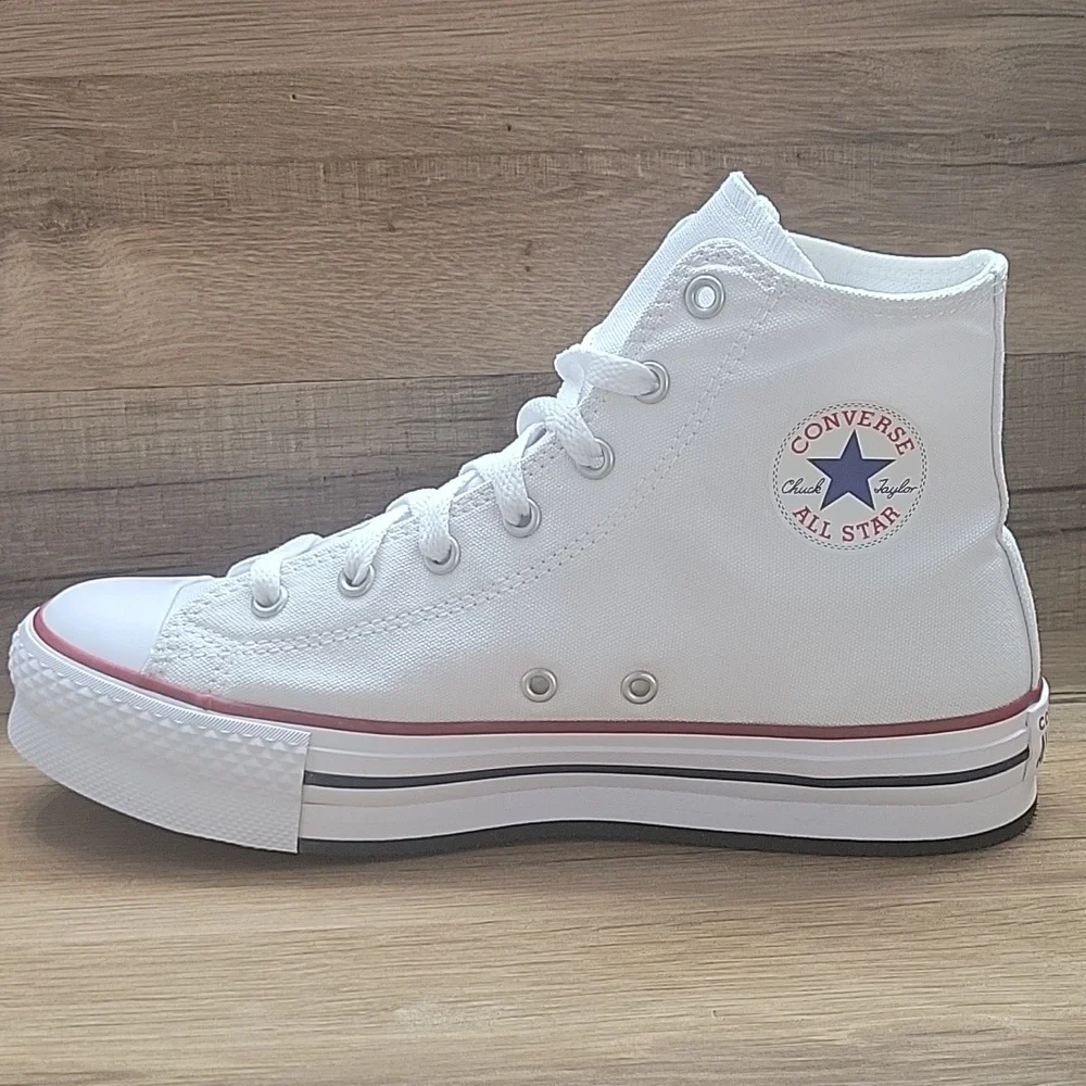 Converse White Sneakers with Blue Star Logo